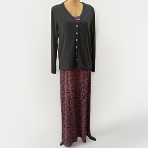 Carol Anderson California Vintage Floral Maxi Dress with Cardigan Sz Medium Tall